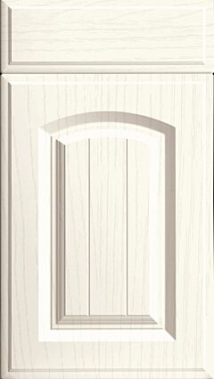 Grooved Arch Woodgrain Matt White Kitchen Doors